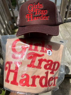 Girls Trap Harder Tee (Sand/Red)