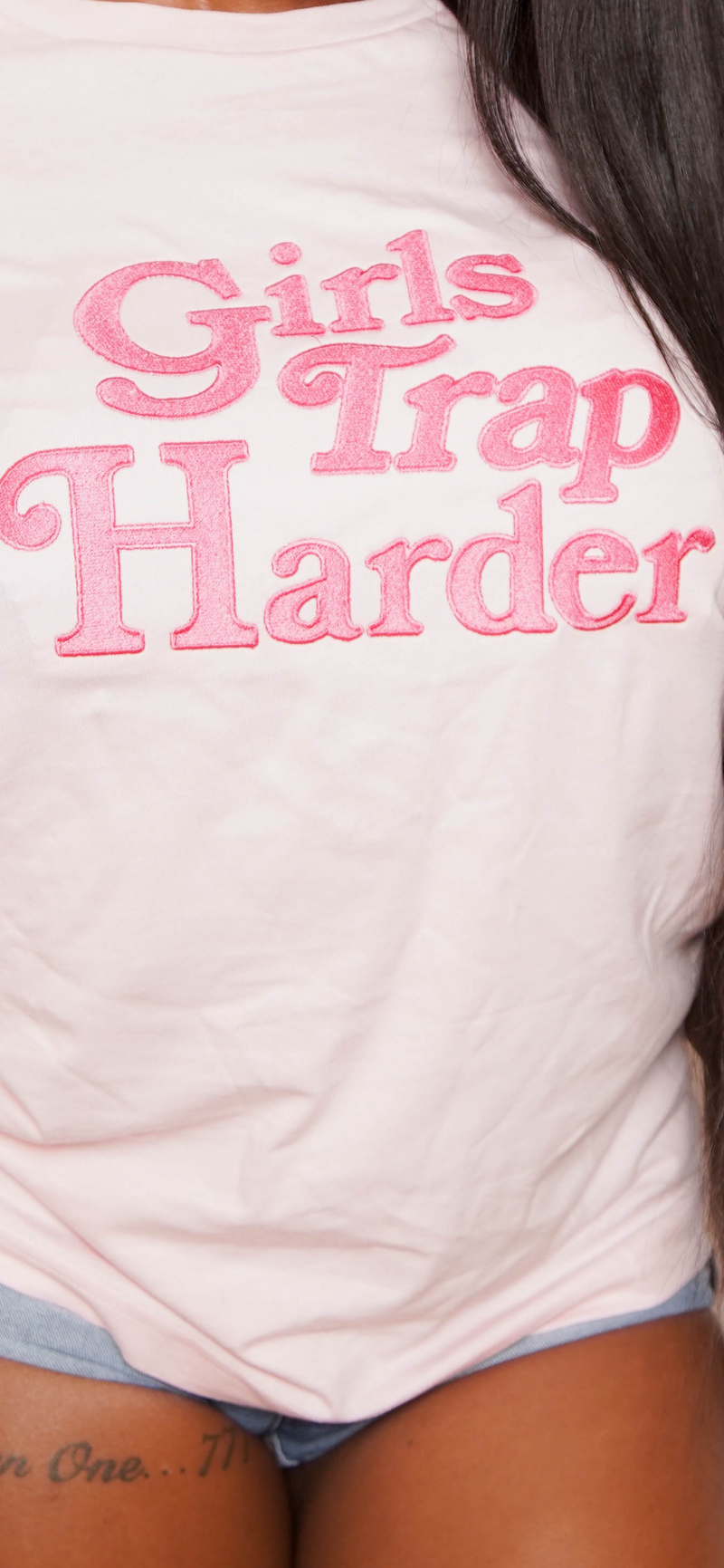 Girls Trap Harder Tee Pink