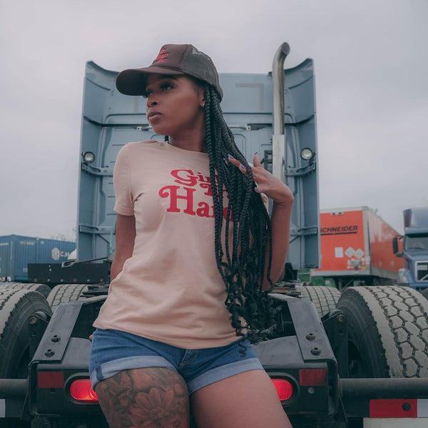 Girls Trap Harder Tee (Sand/Red)