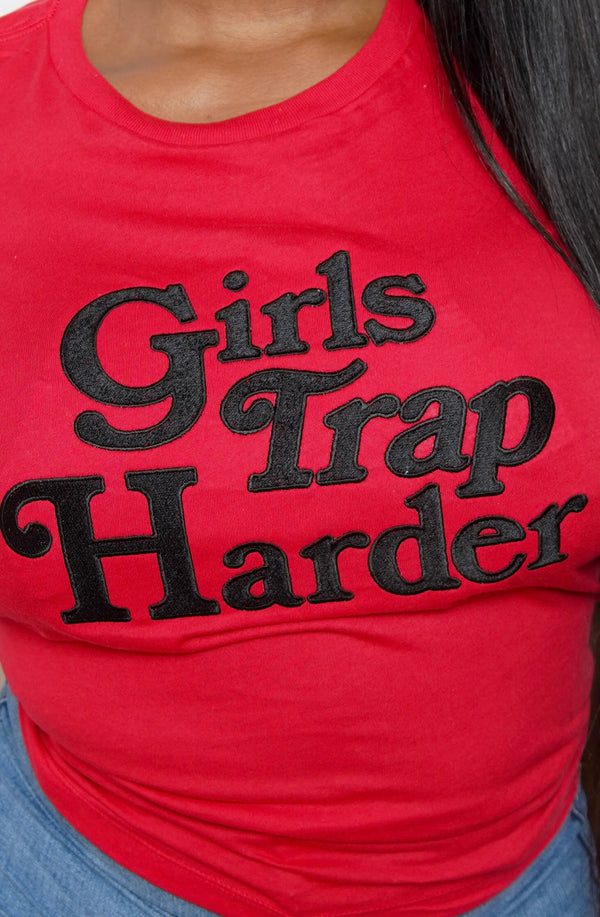 Girls Trap Harder Tee Cherry